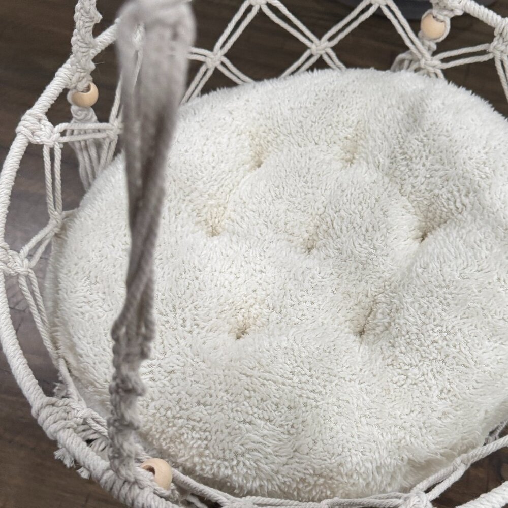 Boho Macrame Cat Hammock Hanging Bed + Cushion
